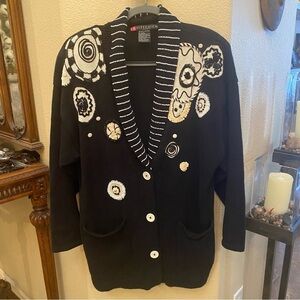 Vintage I.B. DIFFUSION 1991 Beaded Sequin Embellished Sweater Cardigan-Medium
